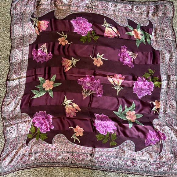 Christian Dior purple Flower Scarf - Picture 1 of 6